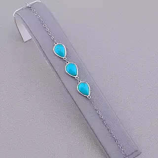 Браслет на карабіні Бірюза 19 см Медична сталь