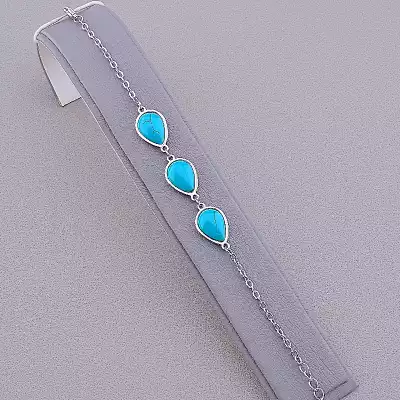 Браслет на карабіні Бірюза 19 см Медична сталь