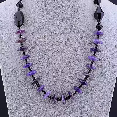 🏷️️ Намисто Аметист, Агат 67 см F-59041