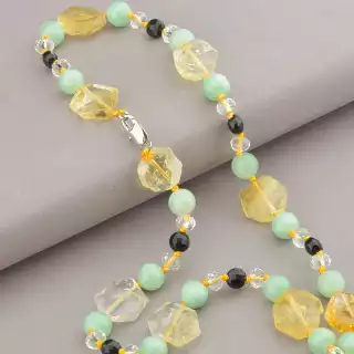 Намисто Цитрин, Кварц, Агат 69 см.