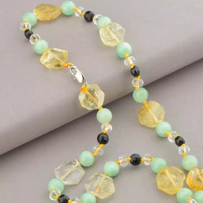 🏷️️ Намисто Цитрин, Кварц, Агат 69 см. ss_90910