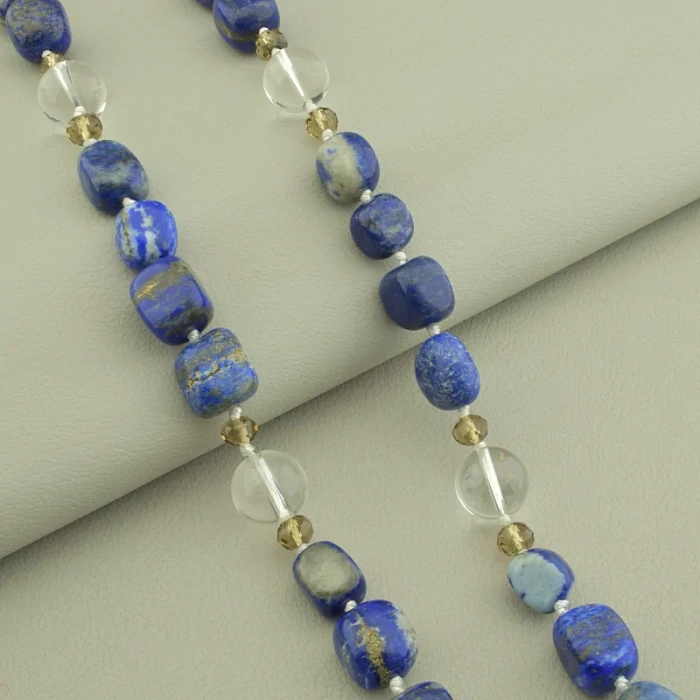 🏷️️ Намисто Гірський кришталь, Лазурит, Чеський кришталь 58 см. ss_99095