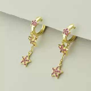 Сережки довгі кільця (конго) Фіаніт (позолота 18к лимонна)