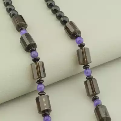 🏷️️ Намисто Агат, Раухтопаз, Аметист 49 см. F-101076