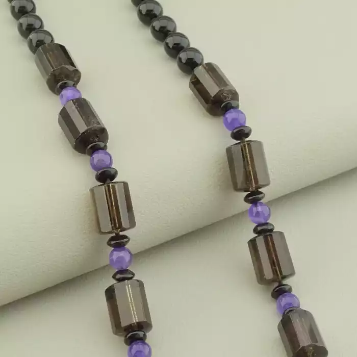 🏷️️ Намисто Агат, Раухтопаз, Аметист 49 см. ss_101076