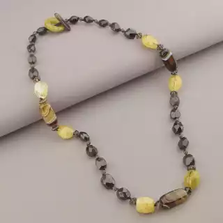 Намисто Агат, Гранат, Цитрін 60 см.