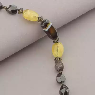 🏷️️ Намисто Агат, Гранат, Цитрін 60 см. F-93687