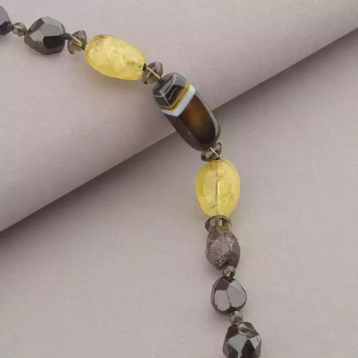 🏷️️ Намисто Агат, Гранат, Цитрін 60 см. ss_93687