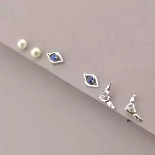 Сережки пусети 3 пари Saiya Майорка (родій)