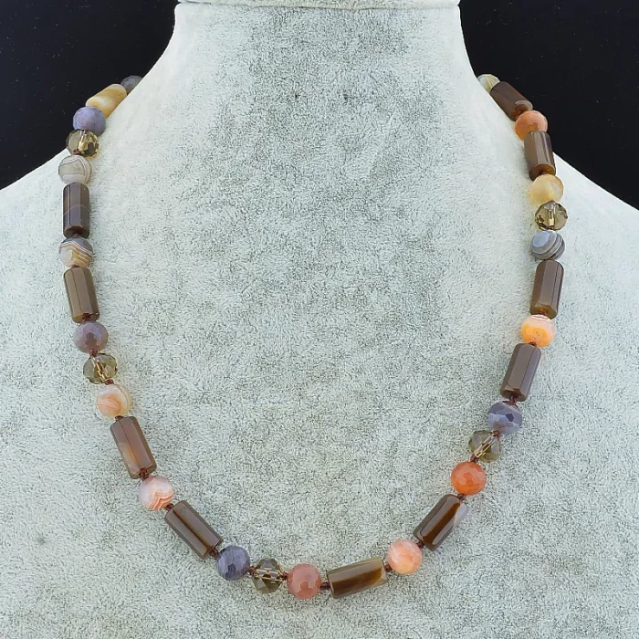 🏷️️ Намисто Агат, Чеський кришталь 51 см. ss_86543