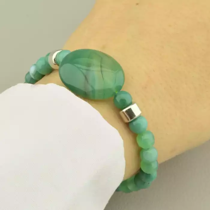 🏷️️ Браслет резинка Агат 17 см. ss_101980