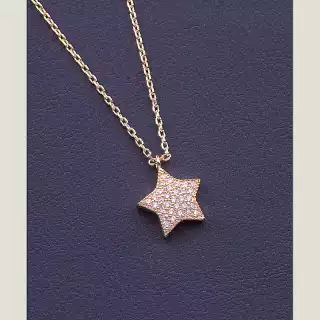 Підвіска зірка Фіаніт 40 см (позолота 18к)