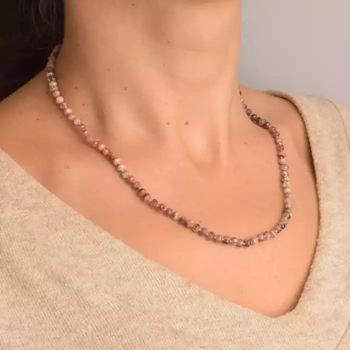 🏷️️ Намисто Родохрозит срібло (925 проба) 46 см. ss_94688