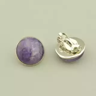 Сережки круглі кліпси Аметист 18х18