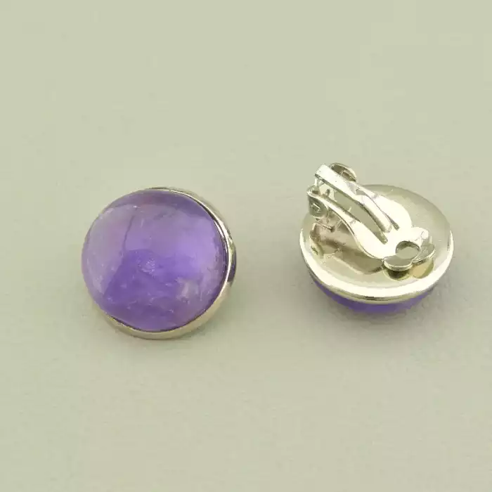 🏷️️ Сережки круглі кліпси Аметист 18х18 ss_102903