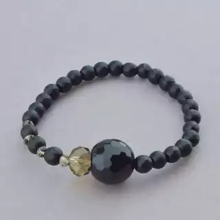 Браслет резинка Шунгіт, Чеський кришталь 18 см.