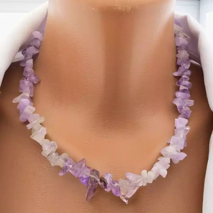 🏷️️ Намисто з аметистом (срібло 925, 45 см, фіолетове, карабін) ss_104778