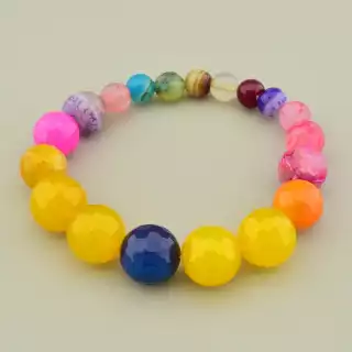 Браслет резинка Агат (19 см, без замку, в формі грані)