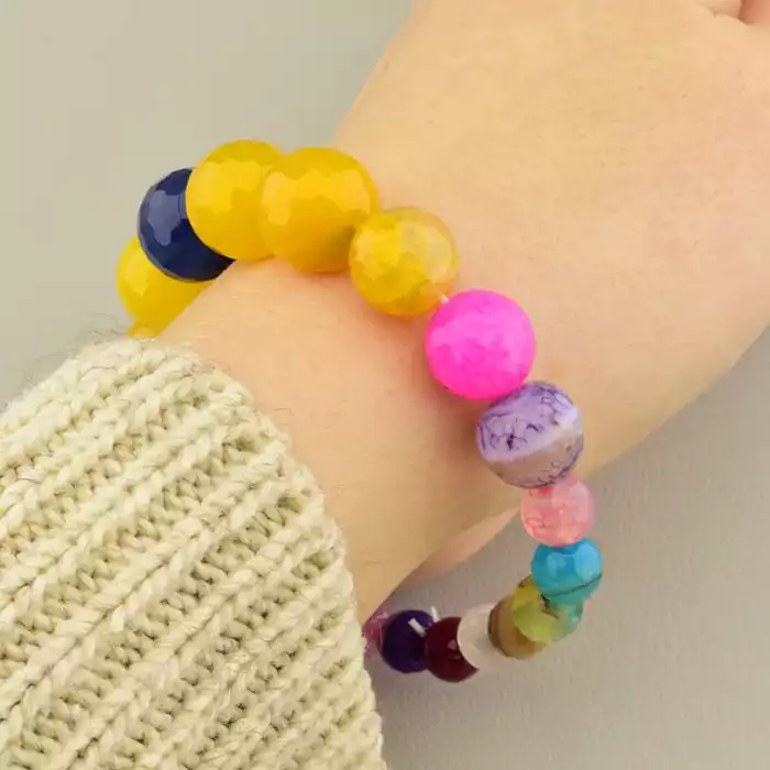 🏷️️ Браслет резинка Агат (19 см, без замку, в формі грані) ss_104878