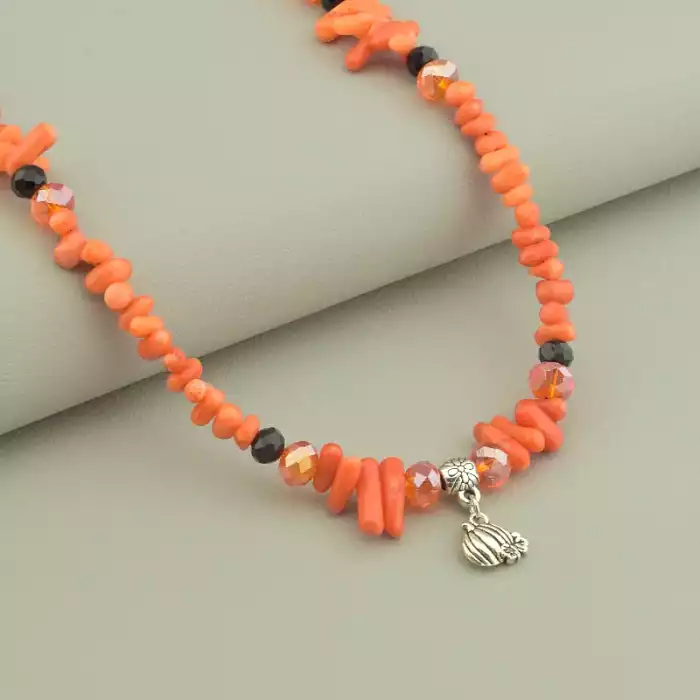 🏷️️ Підвіска на магнітній застібці Корал, Чеський кришталь 40 см. ss_97711