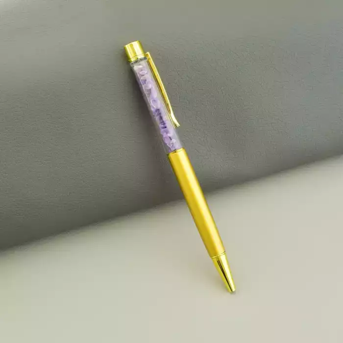 🏷️️ Ручка аметист (140х10 мм, метал, пластик, фіолетовий, золотий) ss_105185