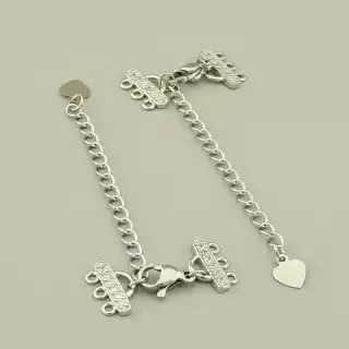 Замочок фіаніт (25х12 мм, мідний сплав, родій, кришталевий, срібний)