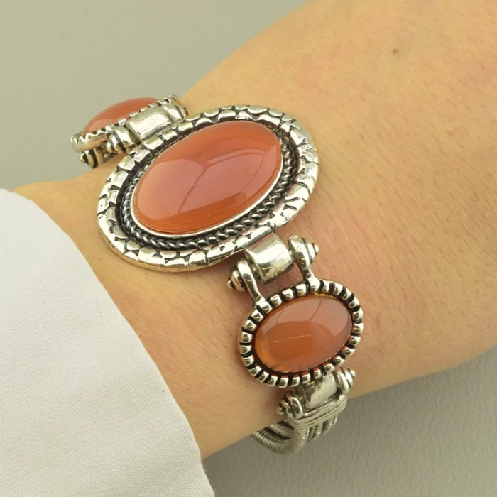 🏷️️ Браслет кварц (18 см, метал, складаний 35 мм, коричневий, срібний) ss_105391