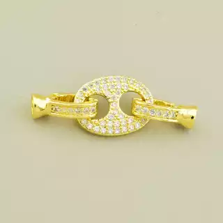 Застібка Фіаніт 30х11мм. (позолота 18к лимонна)