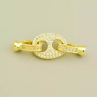 Застібка Фіаніт 30х11мм. (позолота 18к лимонна)