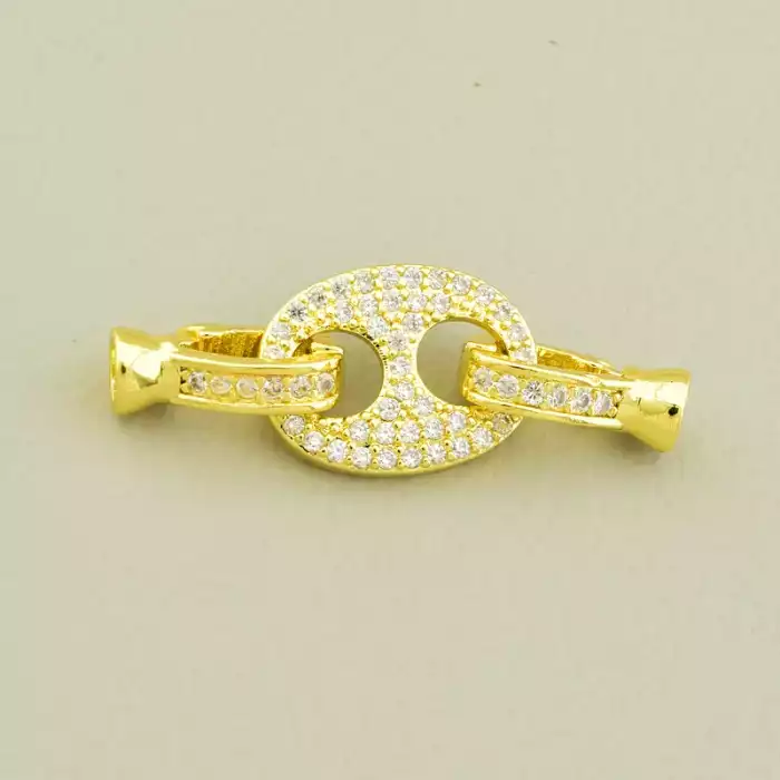 🏷️️ Застібка Фіаніт 30х11мм. (позолота 18к лимонна) F-105492