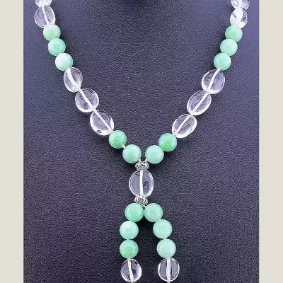 🏷️️ Намисто Амазонит, Гірський кришталь 65 см F-70271