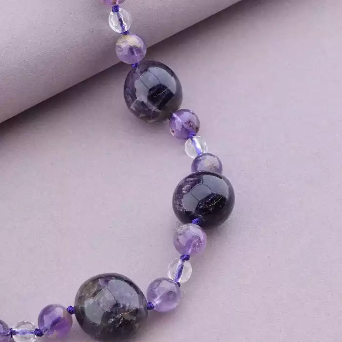 🏷️️ Намисто Аметист, Гірський кришталь 53 см. ss_91014