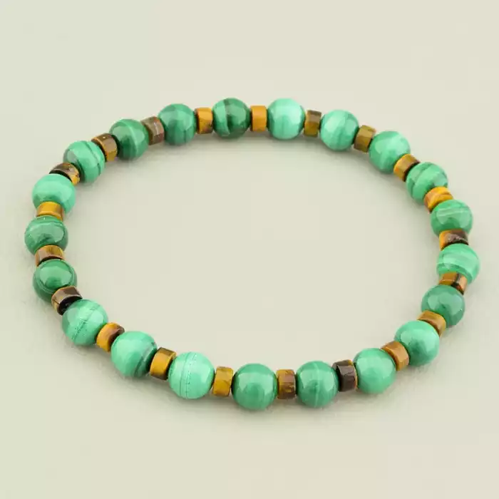 🏷️️ Браслет на резинці Малахіт, Тигрове око 18 см ss_105996