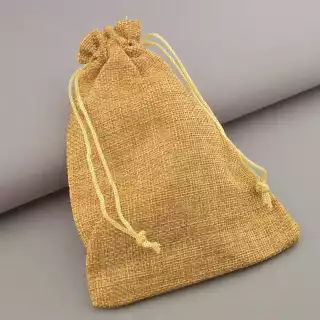 Мішечок з мішковини подарунковий 180х130 мм (коричневий, на затяжках)