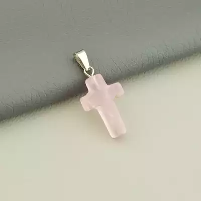 Хрестик Рожевий кварц 25x14мм.