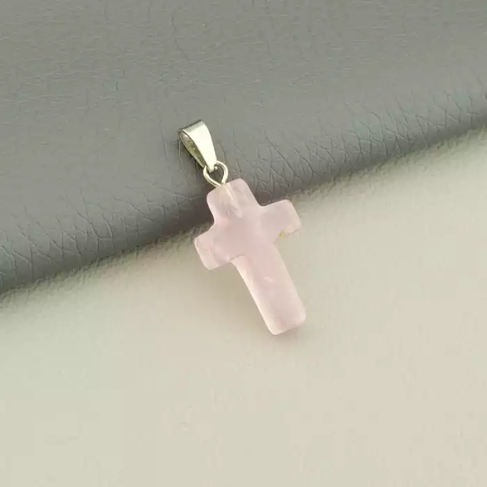 🏷️️ Хрестик Рожевий кварц 25x14мм. F-106511