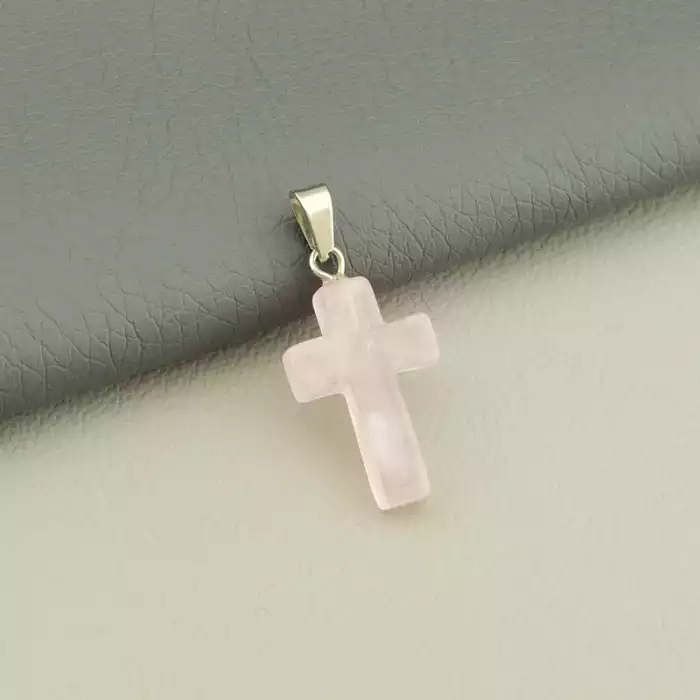 🏷️️ Хрестик Рожевий кварц 25x14мм. F-106511