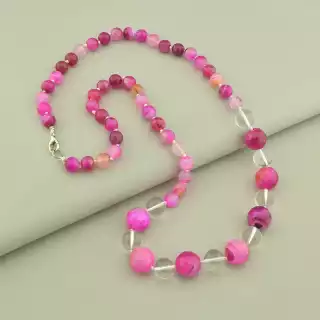 Намисто Агат, Гірський кришталь 66 см.