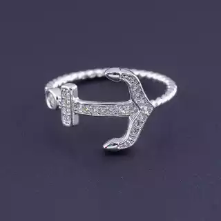 Каблучка якір Фіаніт Xuping (родій)