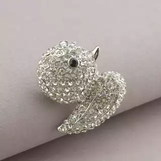 Брошка каченя Фіаніт (родій)