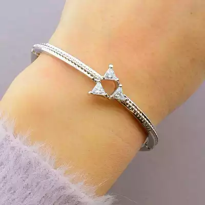 🏷️️ Браслет складний Фіаніт (родій) (позолота 18к) F-40133