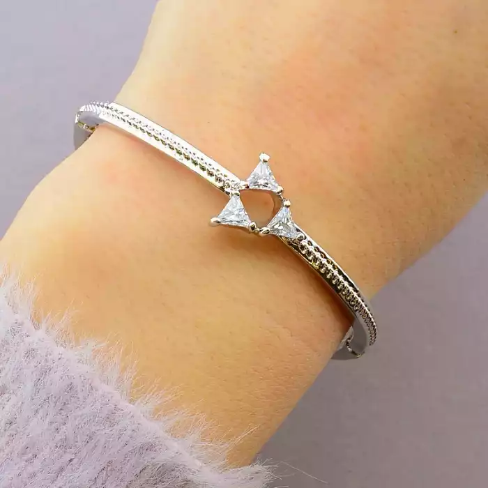 🏷️️ Браслет складний Фіаніт (родій) (позолота 18к) ss_40133