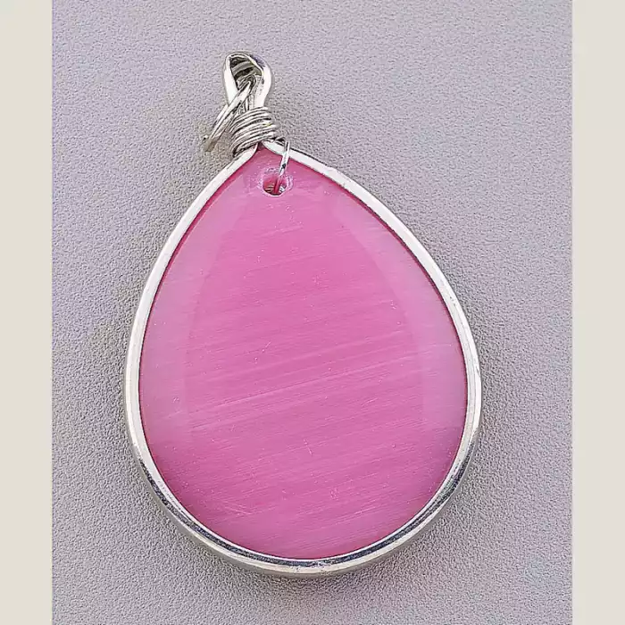 🏷️️ Кулон рожевий Котяче око 60х40 мм ss_76067