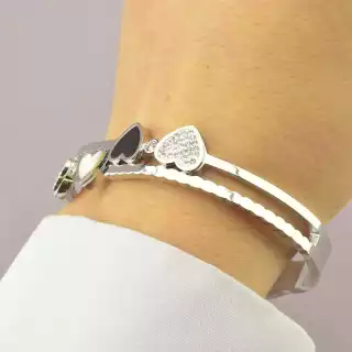 Браслет без застібки Xuping емаль 18 см. (родій)