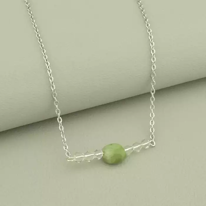 🏷️️ Підвіска Нефрит, Чеський кришталь 45 см. ss_101381