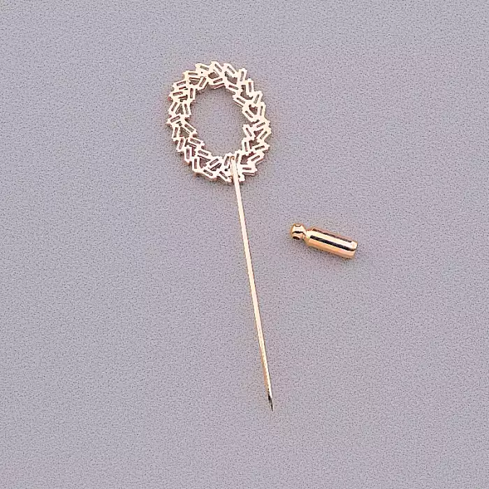 🏷️️ Брошка голка вінок FJ Фіаніт (позолота 18к) ss_65882