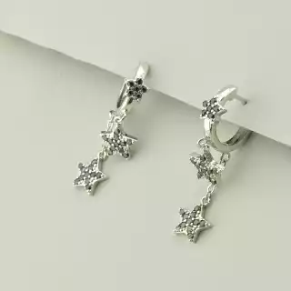 Сережки кільця (конго) Фіаніт (родій)