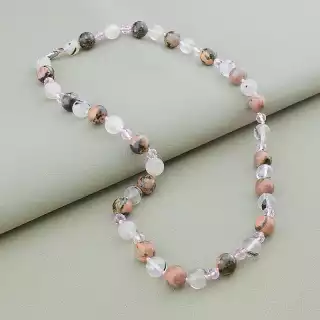 Намисто Родонит сталь 51 см.