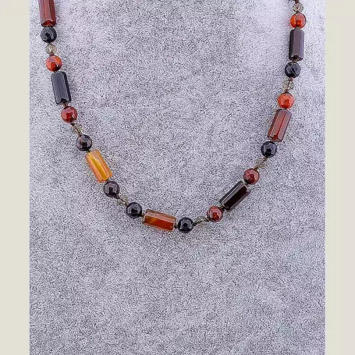 🏷️️ Намисто Сердолік, Чеський кришталь 54 см ss_77803