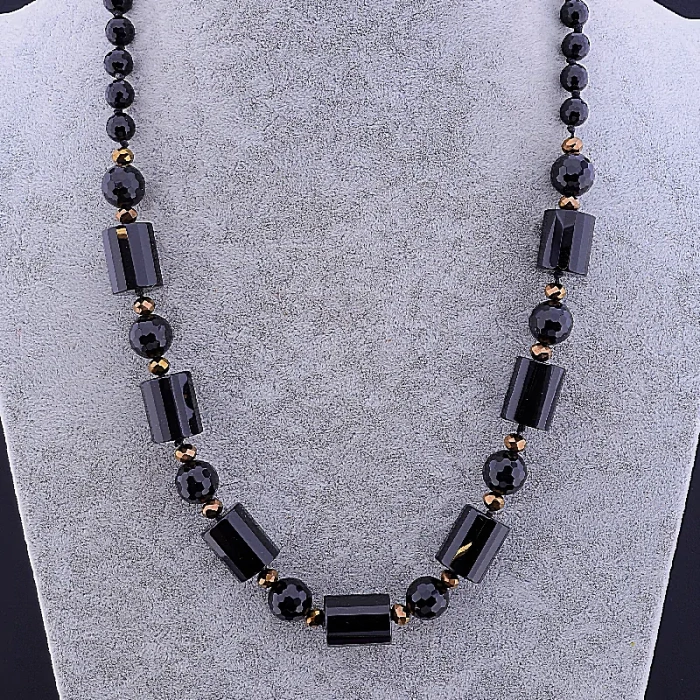 🏷️️ Намисто Агат, Чеський кришталь 62 см ss_78719